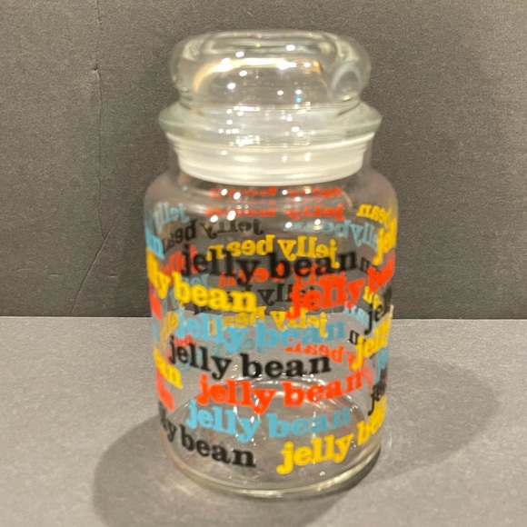 Kitchen 8s Vintage Jelly Bean Glass Candy Jar Canister For Jelly